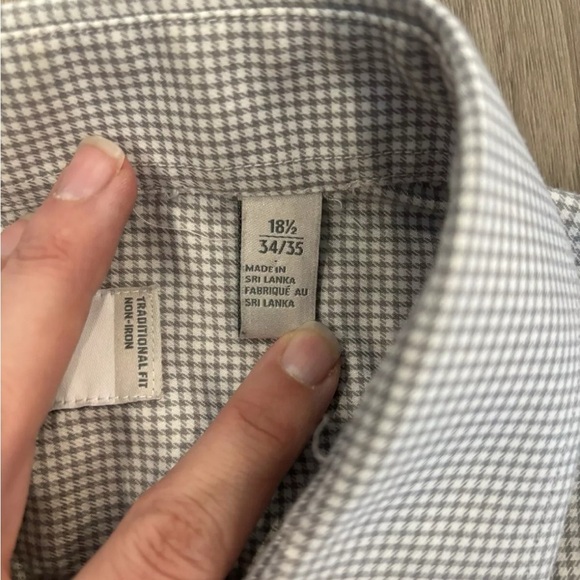 Nordstrom Rack Men’s Check Grey Long Sleeve Button Up Shirt 18.5 36/37 - Picture 4 of 7